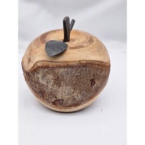 Carved Wood Apple Sculpture w/Metal Stem Unisex OS Tan Brown Live Teachers Edge